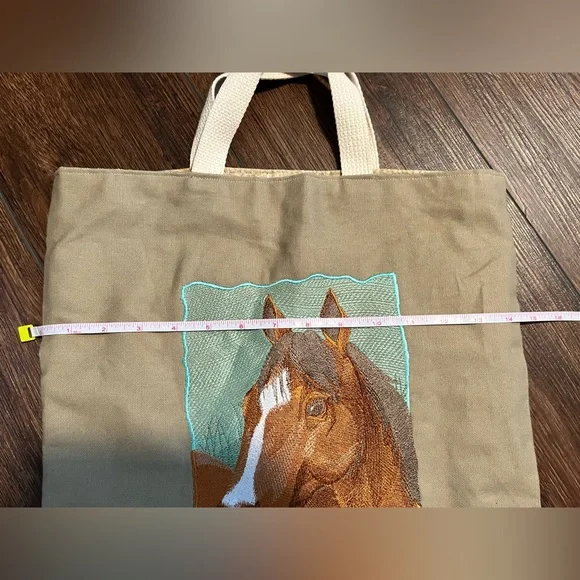 Tote. Embroidered horse. Canvas.  Unisex. - Picture 7 of 8